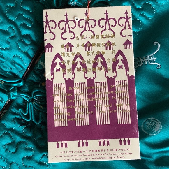 NWT Xin Jiang Camel Wool insulated Reversible teal & brown Satin Vest Large - Picture 8 of 8